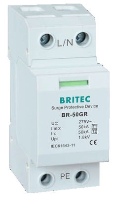 BR-50GR 1P 50kA Tip 1 Aşırı Gerilim Koruyucu Cihaz Ac Din Ray Parafudr SPD