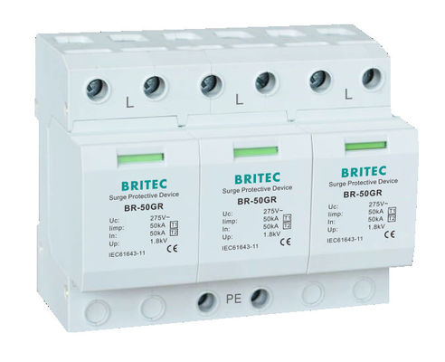 BR-50GR 1P 50kA Tip 1 Aşırı Gerilim Koruyucu Cihaz Ac Din Ray Parafudr SPD