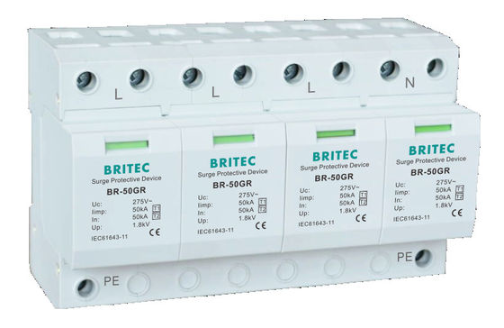 BR-50GR 1P 50kA Tip 1 Aşırı Gerilim Koruyucu Cihaz Ac Din Ray Parafudr SPD