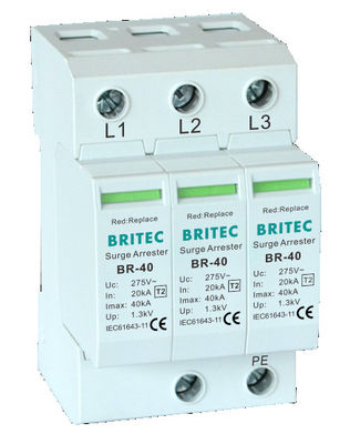BRITEC BR-40 4P Aşırı Gerilim Koruma Cihazı Üç Fazlı SPD Yıldırım Koruma Parafudr Çin aşırı gerilim koruma üreticisi