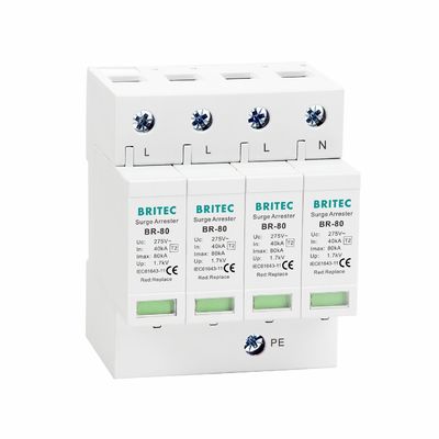 BR-80 4P Tip 2 Aşırı Gerilim Koruma Cihazı SPD 80KA Yıldırımdan Koruma için 4P Aşırı Gerilim Koruyucu