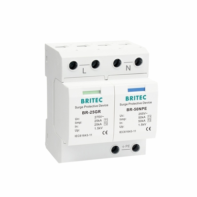 BR-25GR 3P+1 Tip 1 Aşama Koruma Aygıtı SPD Gök gürültüsü Arrester kıvılcım boşluğu spd Plug-in aşama arestörü