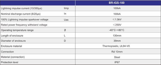 BR-ISG-100 Ayrı topraklama sistemlerinin izole edici kıvılcım boşluğu yıldırım eş potansiyel bağlama bağlantısı