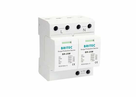 25kA 275V Tek Fazlı 2P Tip 1 Sınıf I Kuru Kontak Brülörlü Parafudrlar