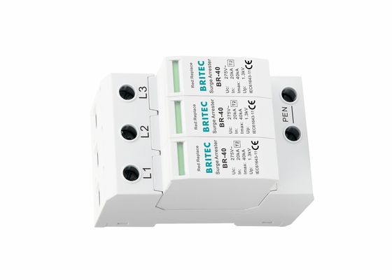 IEC 61643 Sınıf II 3P Şimşek koruması için SPD 40kA Tüpürülebilir Tip 2 Şimşek koruma cihazı