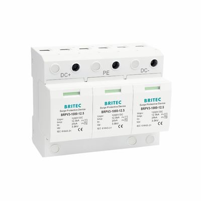 BRPV3-1000-6.25 DC Aşınma Koruma Cihazı 1000V 40kA PV Güneş SPD Güneş Aşınma Koruma Cihazı Voltaj Üzerine Koruma DC Güç Aşınma Koruyucu Tipi 1+2 PV Aşınma Koruyucu spd t1 t2 dc