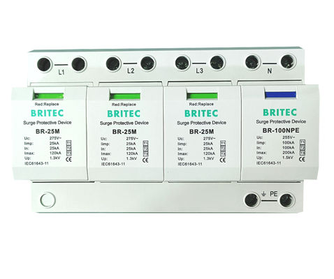 BRITEC BR-25M 3+1 25kA Iimp Takılabilir Modülüyle Tip 1 Aşırı Koruma Aygıtı