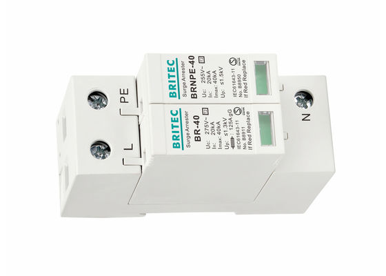 IEC 61643-11 40kA 1P+NPE Yıldırım Koruması ve DIN Demiryolu Montajı ile Tip 2 Aşınma Koruma Aygıtı