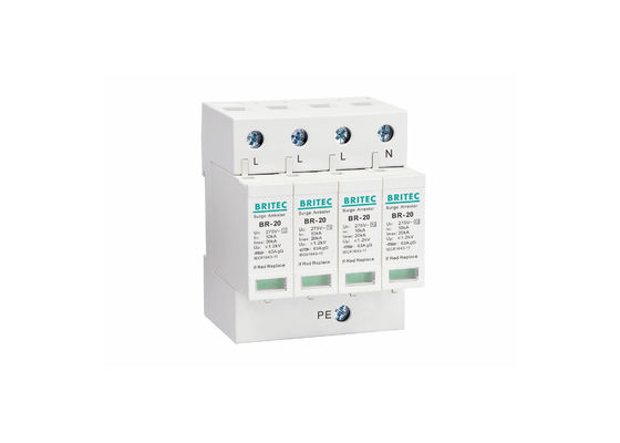 AC Type 2 Three Phase Lightning Proof Surge Protector 20kA / 4P Power Supply SPD