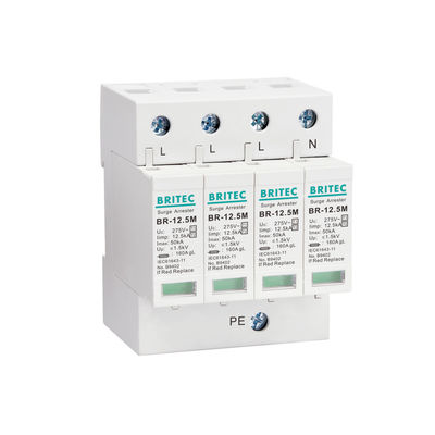 BRITEC BR-12.5M 3P Tip 1 12.5kA 3 Faz Aşırı Gerilim Koruma Cihazı SPD Parafudr 12.5ka aşırı gerilim bastırıcı endüstriyel Aşırı Gerilim Yıldırım Koruması