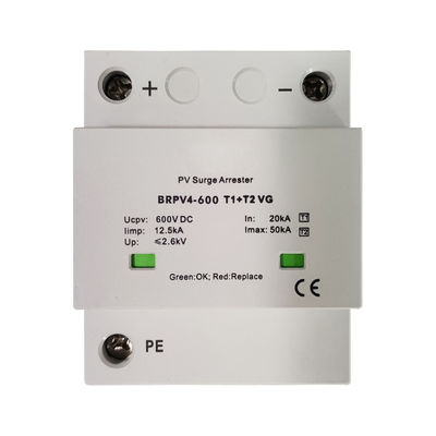 1000V DC 12.5kA Şimşek Darbeleri Tipi 1+2 Fotovoltaik SPD Güneş Fırtınası Tutuklayıcısı DC SPD Tipi 1