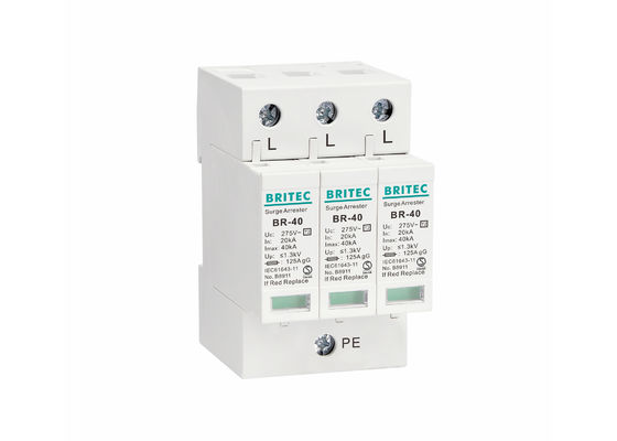Tip 2 Aşınma Koruma Aygıtı SPD 20~40KA 35mm Din Rail Montajlı Yıldırım Yakalayıcısı