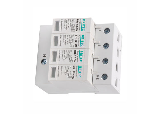 Kompak 12.5kA Sınıf B + C DIN ray montajı ile üç fazlı artış durdurma SPD