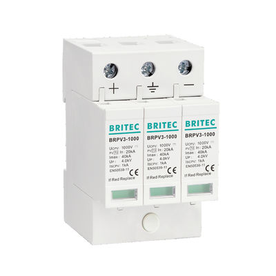 BRPV3-1000 1000V 40kA 3P DC Güneş PV Fırtına Koruma Aygıtı Fırtına Tutuklayıcısı Yıldırım Baskıcısı