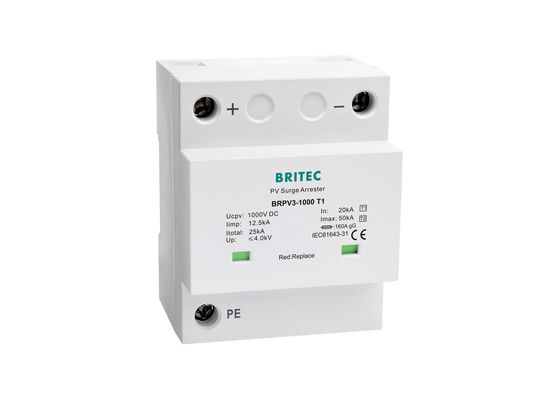 BRPV3 T1 Yıldırım PV Fırtına Tutuklayıcısı 10 / 350 μs Yıldırım Darbe Akımı
