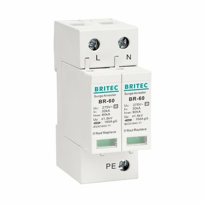 BR275-60 2P 2P ac SPD 60kA 2P Tek Fazlı Aşırı Gerilim Koruma Cihazı (SPD) Aşırı Gerilim Sönümleyici Aşırı Gerilim Koruma Cihazı