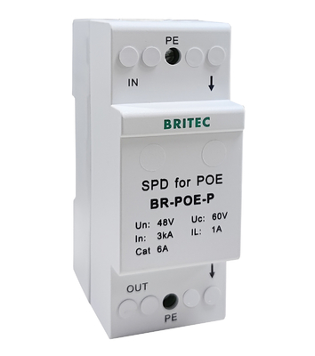 BR-POE-P Spd Veri Sinyal Koruyucusu Poe Artış Tutuklayıcısı 48V Çin Ethernet artış koruma cihazları poe yıldırım POE kamerası
