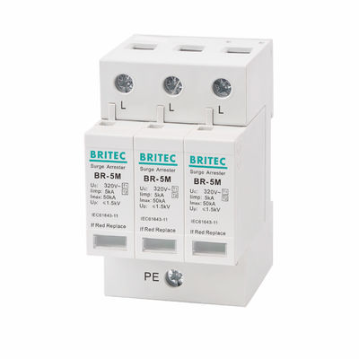 5kA 3P 320Vac Yıldırım koruyucuları Tip 1+2 AC artış koruma cihazı / Sınıf I+II / Sınıf B+C serisi