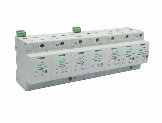 BR-25M 275 6+1 Tip 1+2 25kA koruma ve termoplastik UL94-V0 kablosu ile Aşırı Koruma Cihazı