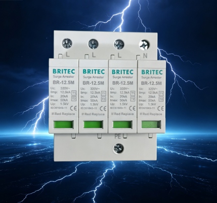 25kA T1+T2 DIN Ray Montajlı Endüstriyel Elektrik Koruması için Ani Aşırı Gerilim Koruma Cihazı