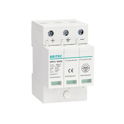 BRPV3-1000 1000V 40kA 3P DC Güneş PV Fırtına Koruma Aygıtı Fırtına Tutuklayıcısı Yıldırım Baskıcısı